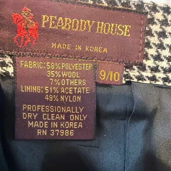 Vintage Peabody House Houndstooth Midi Skirt 9/10 | Wool Blend | 80s 90s - Picture 8 of 8